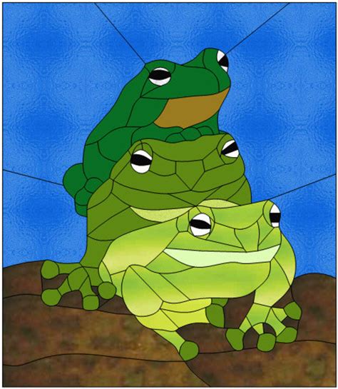 Frog Stack Stained Glass Pattern Etsy