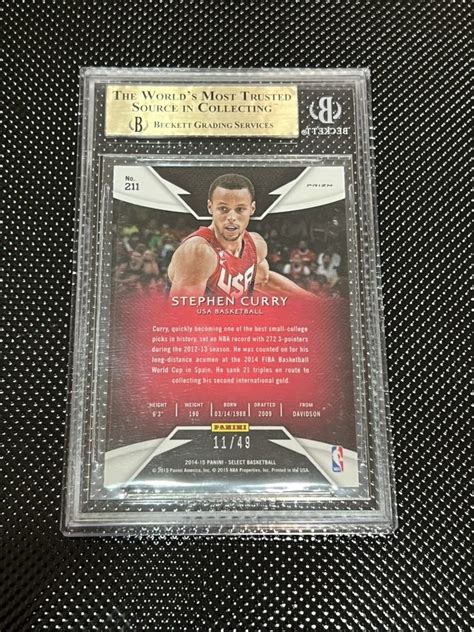 鑑定済 BGS10 49枚限定 Panini Select Basketball Stephen Curry USA ステフィン カリー 11