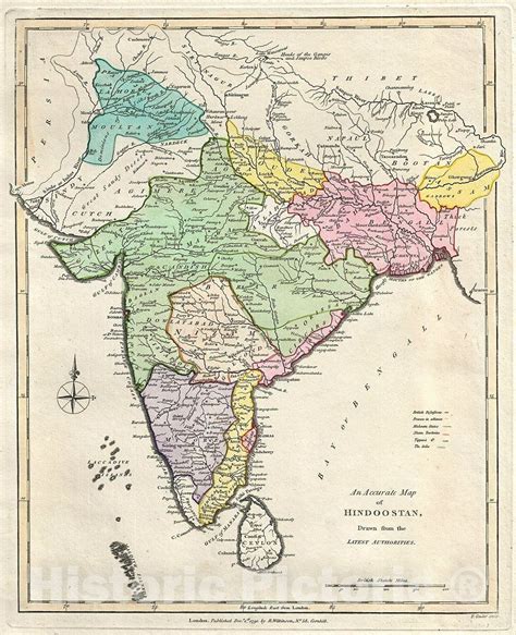 Historic Map Wilkinson Map Of India 1791 Vintage Wall Art India