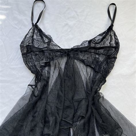 Black Lace Sheer Lingerie Slip Top Y K Trendy Depop