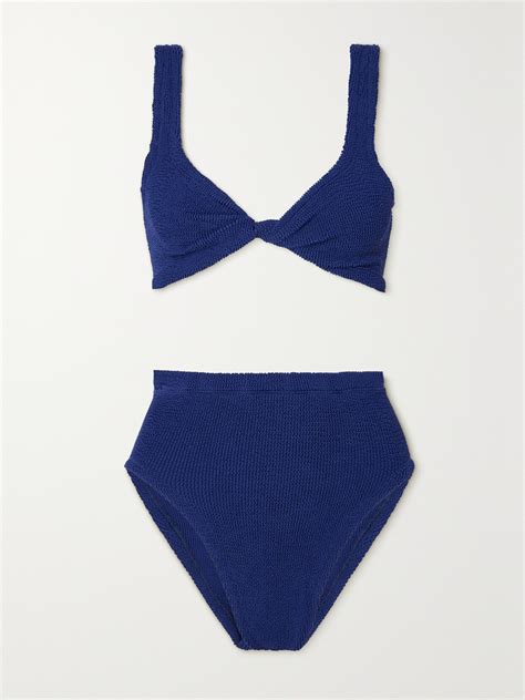 Hunza G Jamie Twist Front Seersucker Bikini In Blue ModeSens