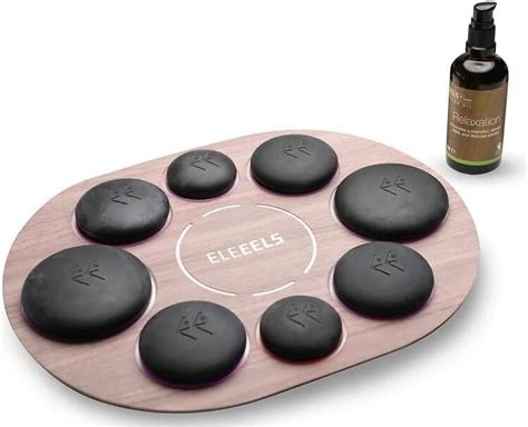 Eleeels S1 8 Piece Hot Stone Massage Set With Warmer Includes 100ml Aromatherapy Massage Oil