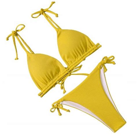 STRÓJ KĄPIELOWY BIKINI WIĄZANY SEXY ŻÓŁTY S ERLI pl