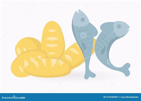 Food From The Bible Five Loaves And Two Fishes Stock Illustration