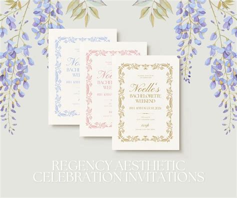 invitations bridgerton themed aesthetic regency core coquette digital