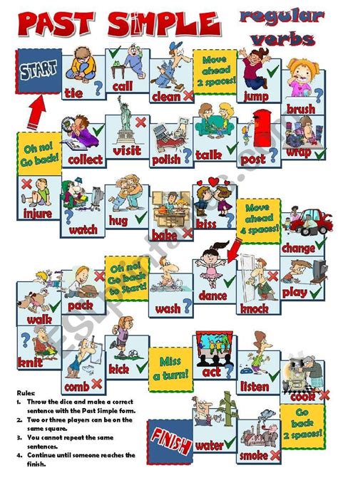 Past Simple Tense Board Game English Esl Worksheets For Simple Past