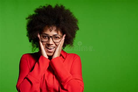 Happy Excited Young African American Girl Looking At Camera Screaming