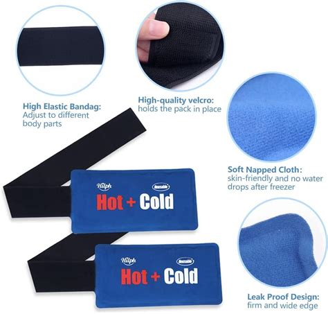 Hilph Reusable Gel Cold Hot Packs Pack Adjustable Flexible Ice Pack For Pain Relief