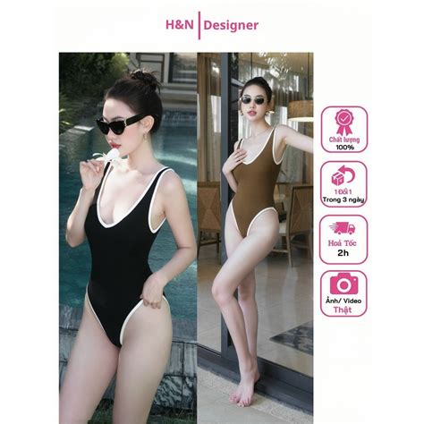 Sẵn Hỏa Tốc Jumpsuit Bikini Đi Biển Viền Trắng Đồ Bơi Nữ Liền Thân Mùa Hè Shopee Việt Nam