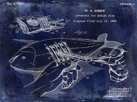 1940 Boning Fish Patent Drawing Blue Photograph By Jon Neidert Pixels