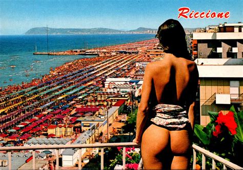 Italy Riccione Naked Nude Girl Overlooking Thy Beach Europe Italy Emilia Romagna Rimini