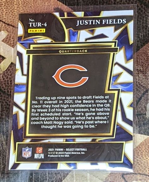 Justin Fields Panini Select Turbocharged Rc Rookie Insert