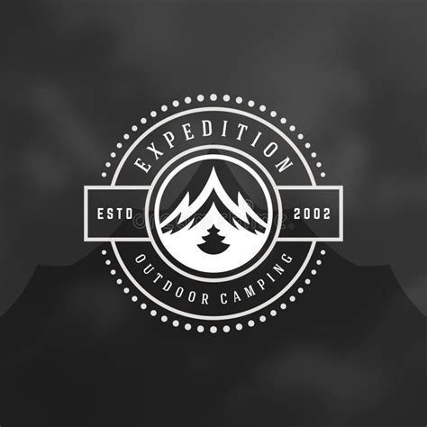 Mountains Logo Emblem Outdoor Adventure Camping Vector Illustration