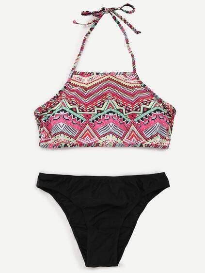 Multicolor Tribal Print Mix And Match Bikini SetFor Women Romwe