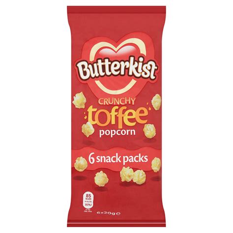 Butterkist Crunchy Toffee Popcorn 6 X 20g Dried Fruit Nuts And Snacks