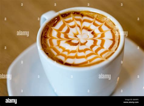 A Cup Of Hot Caramel Macchiato Stock Photo Alamy