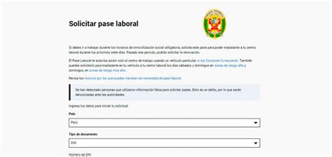 Cuarentena en Perú Solicita aquí tu pase laboral 2021 Link