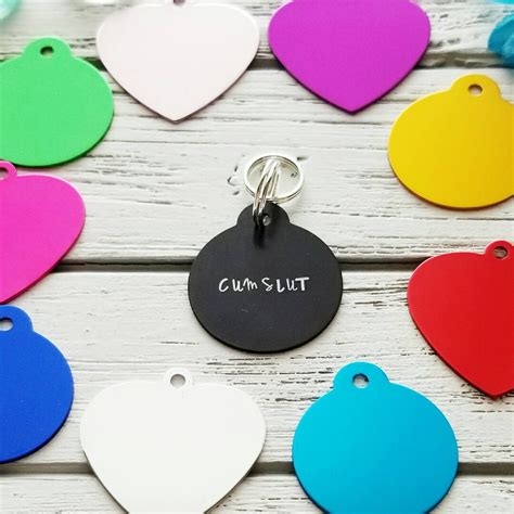 Cum Slut Tag Bdsm Collar Tag Bdsm Jewelry Submissive Sub Name Tag Sex Mature Pet Play