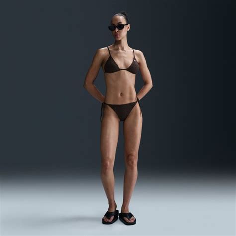 Nike Swim Swoosh Link Terry Tie String Bikini Bottom Baroque Brown NESSF255 206 Solesense
