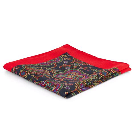 Bold Red Paisley Pocket Square In Stock Tailor Toki