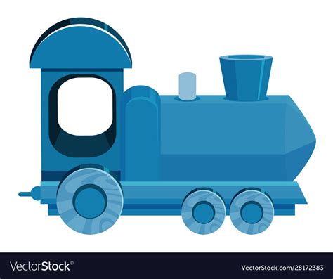 Single picture train in blue color Royalty Free Vector Image