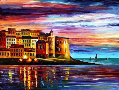 ITALY LEONID AFREMOV Pittura Su Tela Paesaggi Urbani Paesaggi