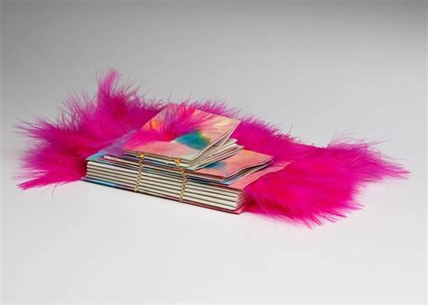 Three Different Sizes Of Book Sewn Into One Book But Hot Pink Boa