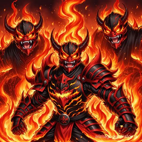 Fiery Demon Ninja in Mortal Combat Red Sab Zero | AI Image Generator