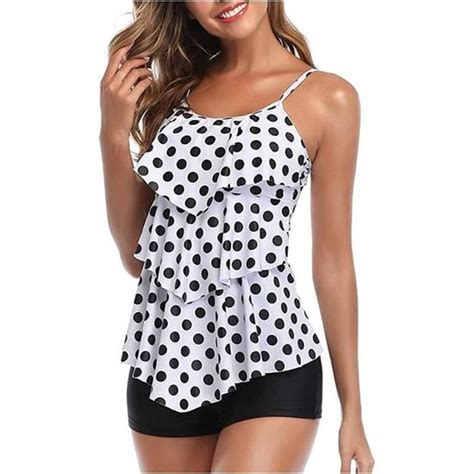 Maillots de Bain Femmes 2 Pieces à Volants Vintage Taille Haute à Volants à Plage Floral Bikini