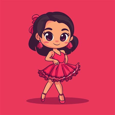 La Linda Bailarina Latina Ensayando La Rutina Del Vector De Dibujos Animados Vector Premium