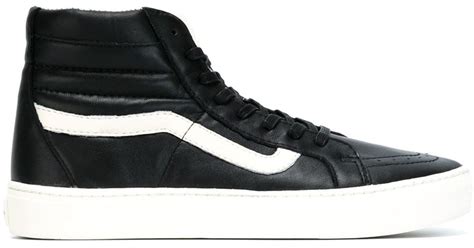 Vans Leather Hi Top Sneakers In Black For Men Lyst