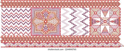 Traditional Mughal Art Embroidery Design Beautiful Stock Illustration