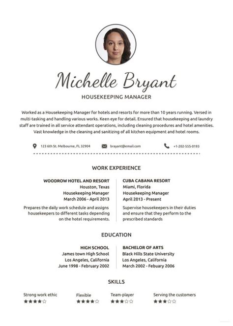 Housekeeping Resume Example 20 Free Word Pdf Documents Download