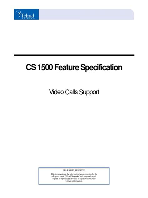 Video Call Support Feature Specification for the CS 1500 Softswitch ...