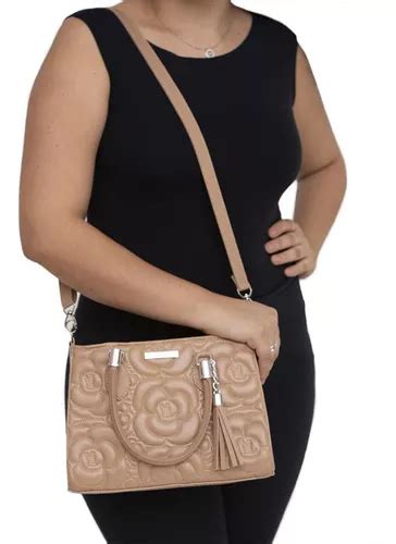Bolsa Feminina Cor Nude Bordado Flor Frete Gr Tis