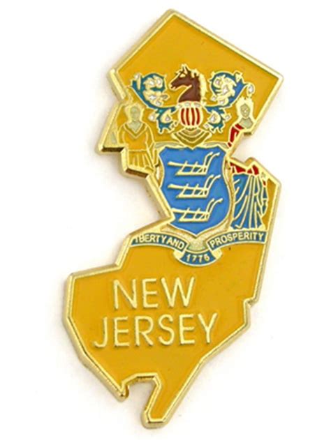 PinMart New Jersey Shape Flag Enamel Pins – Gold Plated US State Lapel