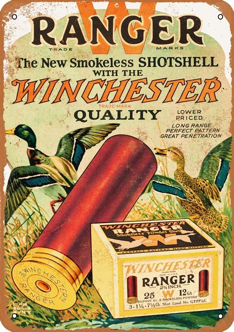 Metal Sign Winchester Ranger Shotgun Shells Vintage Look Reproduction Ebay