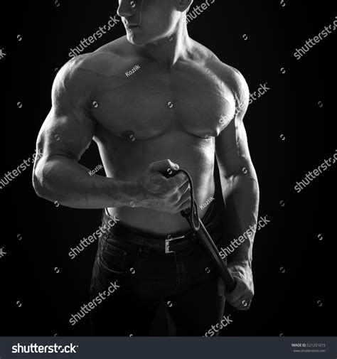 Blackandwhite Portrait Naked Torso Male Bodybuilder Stock Photo Edit Now