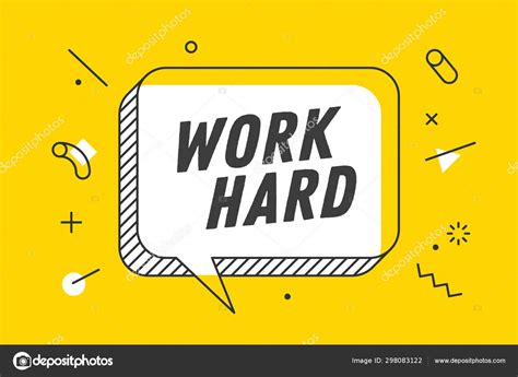 Work Hard Banner Speech Bubble Poster Sticker Concept Geometric Memphis ...