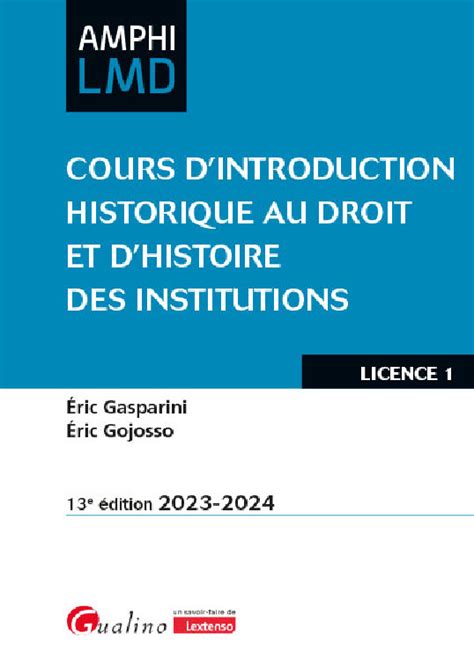 Cours D Introduction Historique Au Droit Et D Histoire Des Institutions