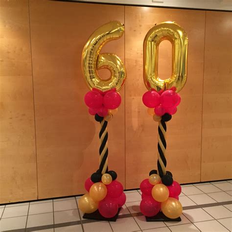 Black Gold And Magenta 60th Birthday Balloon Columns The Ballooners 60th Birthday Party