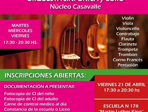 Inscripciones Abiertas para Orquesta Sinfónica Núcleo Casavalle