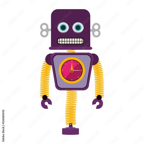 Colorful Robot Cartoon Icon Over White Background Vector Illustration