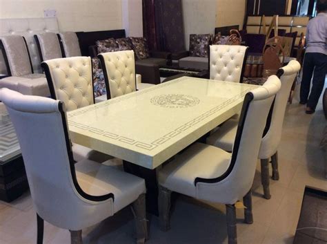 Open Furnitures Mordern Six Seater Dining Table Set With Composite