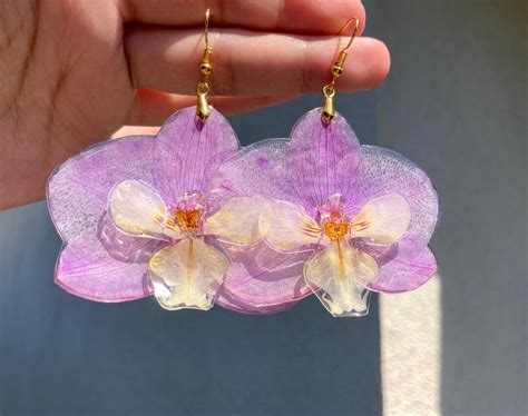 Real Orchid Earring Summer Jewelry Tbirthday T For Etsy