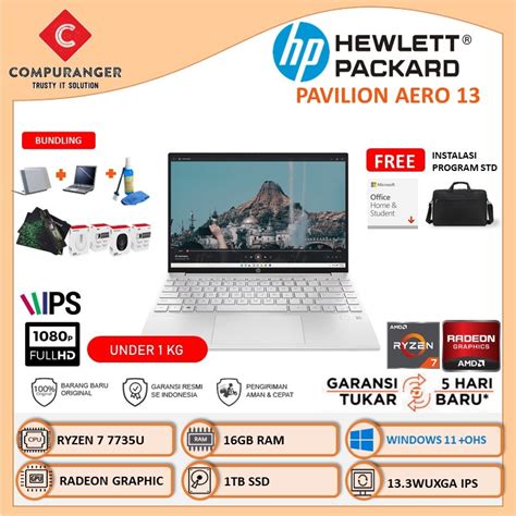 Jual Laptop Ringan HP Pavilion Aero 13 Ryzen 7 7735u 16gb Ssd 1TB 13 3