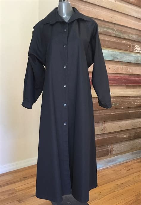 Vintage Black Trench Raincoat Swing Coat Gem