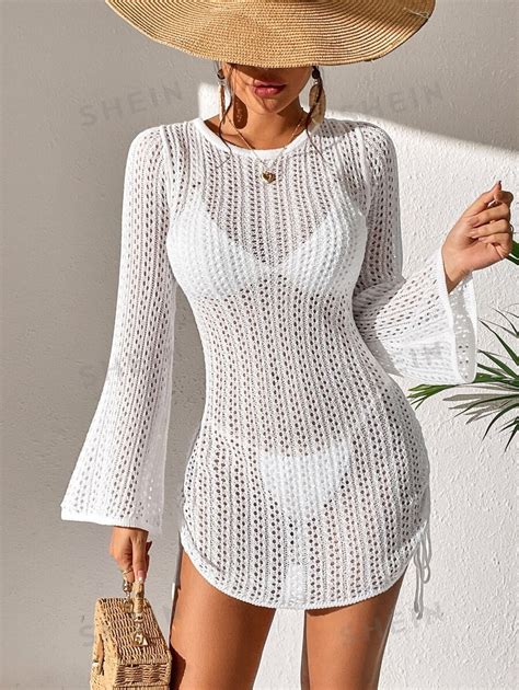 SHEIN Swim Hollow Out Drawstring Side Cover Up Without Bikini Summer Beach SHEIN UK