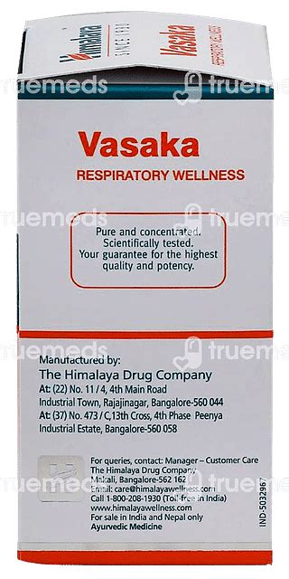 Himalaya Vasaka Tablet 60 - Uses, Side Effects, Dosage, Price | Truemeds