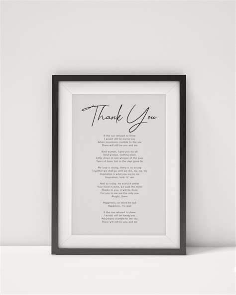 Thank You by Led Zeppelin Song Lyrics Print Framed – The Penman's Den